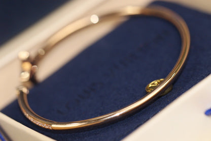 [：Polaidi Jewelry]IDYLLE PINK GOLD OPEN BRACELET DIAMOND PAVED