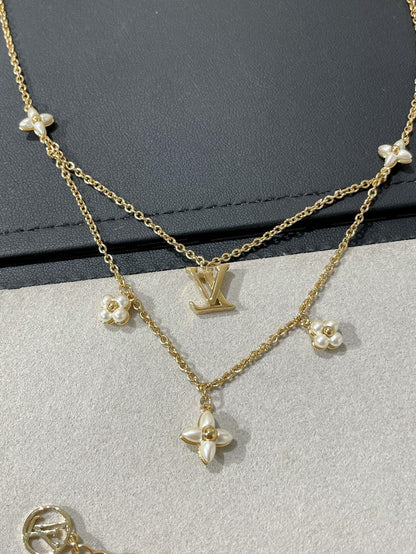 [Polaidi Jewelry]FLOWERGRAM GOLD MOP DOUBLE ROW NECKLACE
