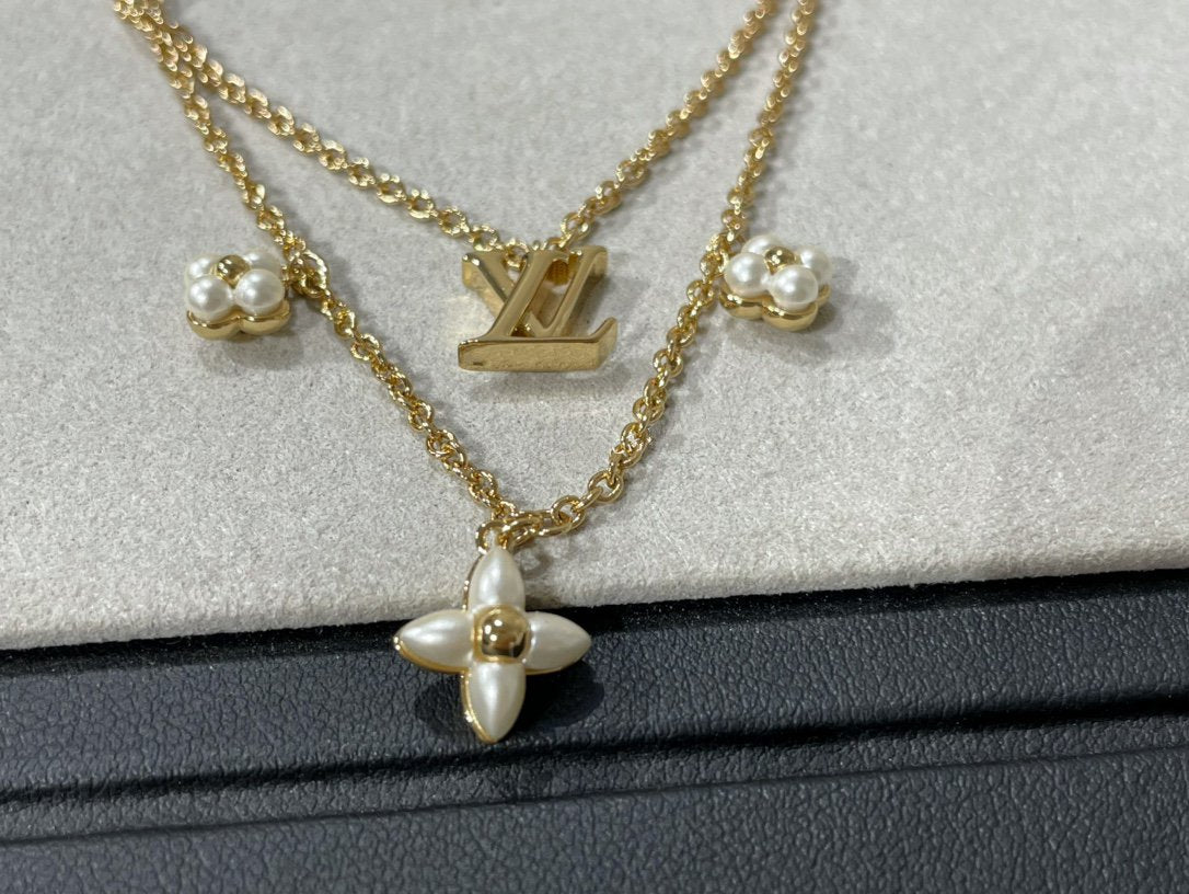 [Polaidi Jewelry]FLOWERGRAM GOLD MOP DOUBLE ROW NECKLACE