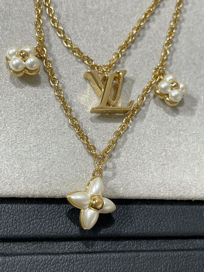[Polaidi Jewelry]FLOWERGRAM GOLD MOP DOUBLE ROW NECKLACE