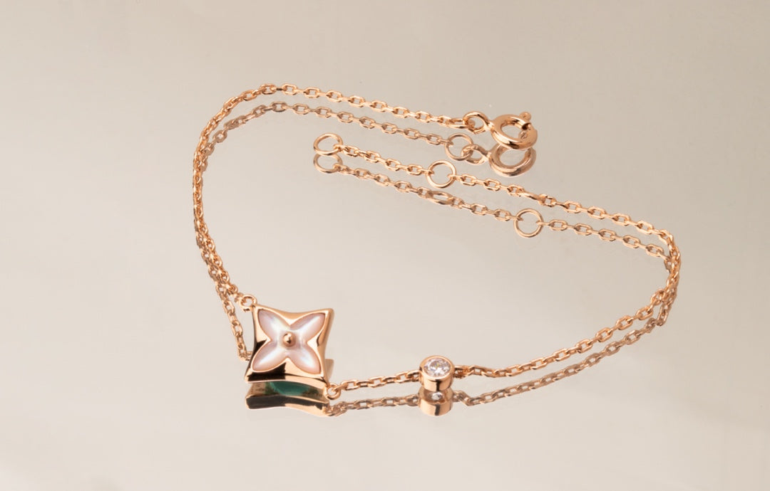 [：Polaidi Jewelry]STAR PINK MOP 1 DIAMOND PINK GOLD NECKLACE