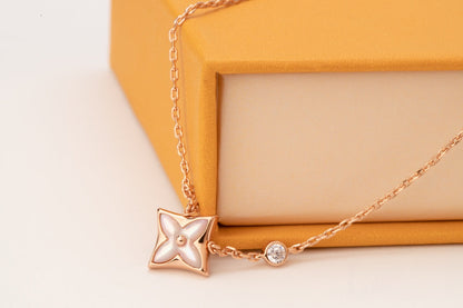 [：Polaidi Jewelry]STAR PINK MOP 1 DIAMOND PINK GOLD NECKLACE