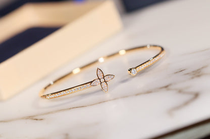 [：Polaidi Jewelry]IDYLLE GOLD OPEN BRACELET DIAMOND PAVED