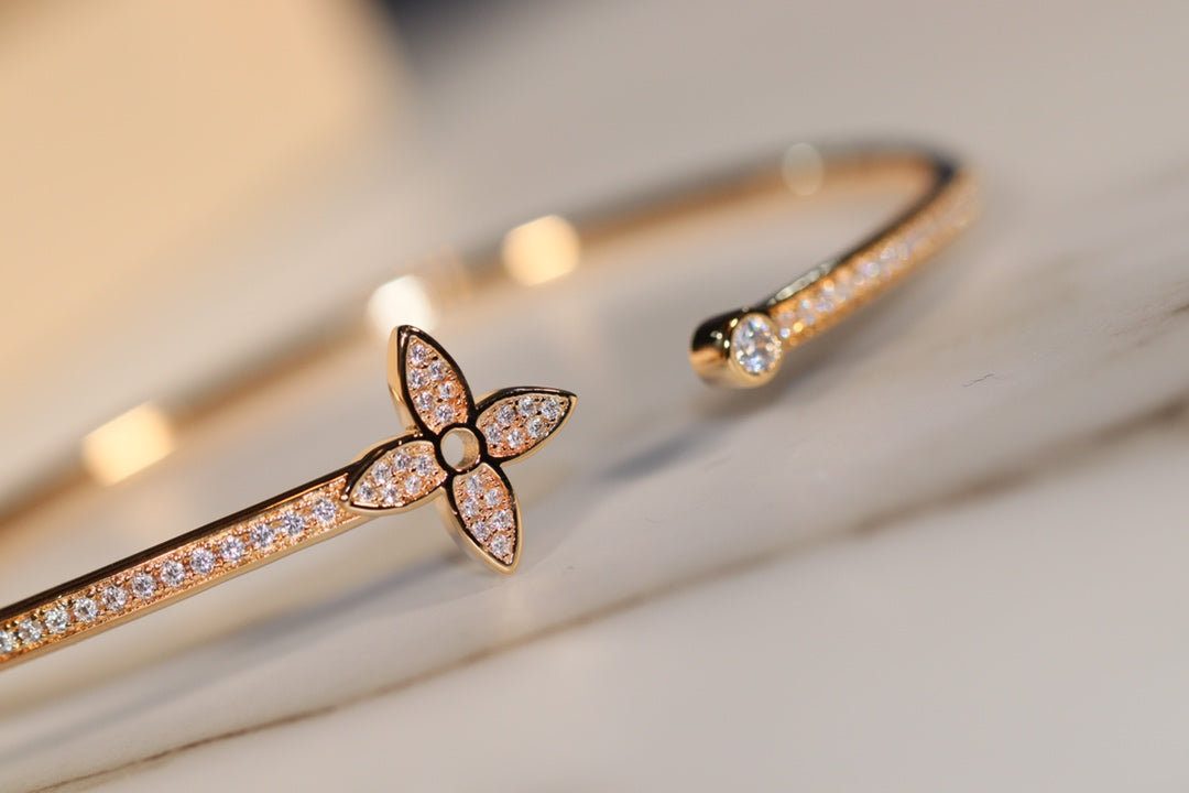 [Polaidi Jewelry]IDYLLE GOLD OPEN BRACELET DIAMOND PAVED