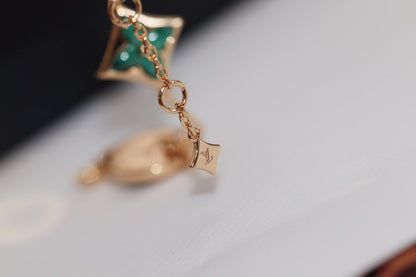 [：Polaidi Jewelry]STAR AND SUN 4 MOTIF PINK GOLD MALACHITE BRACELET