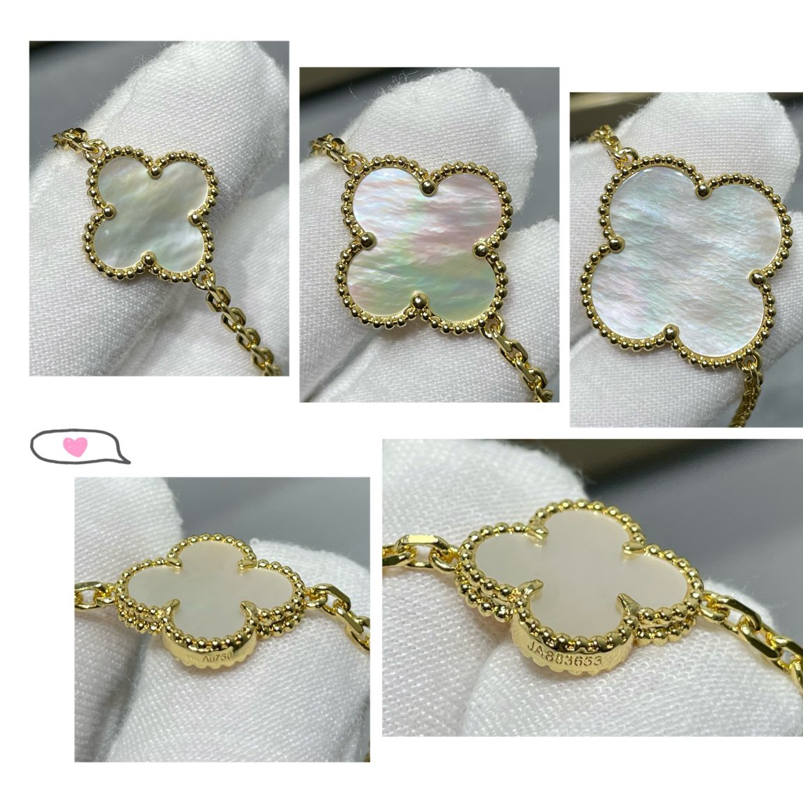 [：Polaidi Jewelry]CLOVER 16 MOTIF WHITE MOP GOLD NECKLACE