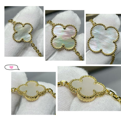 [：Polaidi Jewelry]CLOVER 16 MOTIF WHITE MOP GOLD NECKLACE