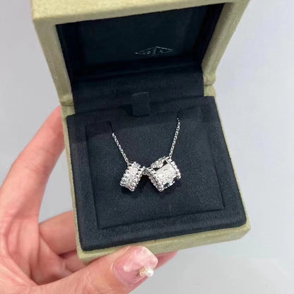 [：Polaidi Jewelry]PERLEE DOUBLE PENDANT SILVER DIAMOND NECKLACE