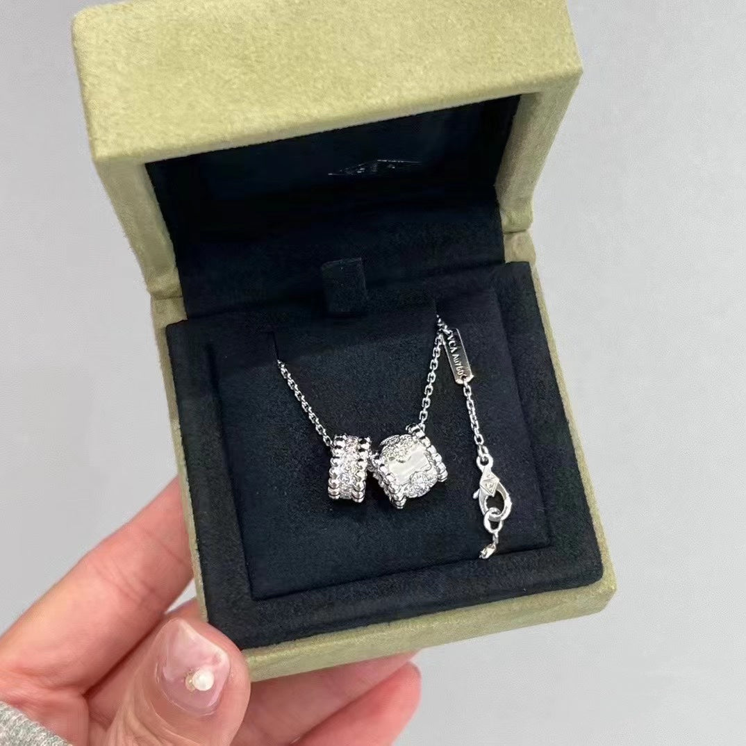[：Polaidi Jewelry]PERLEE DOUBLE PENDANT SILVER DIAMOND NECKLACE