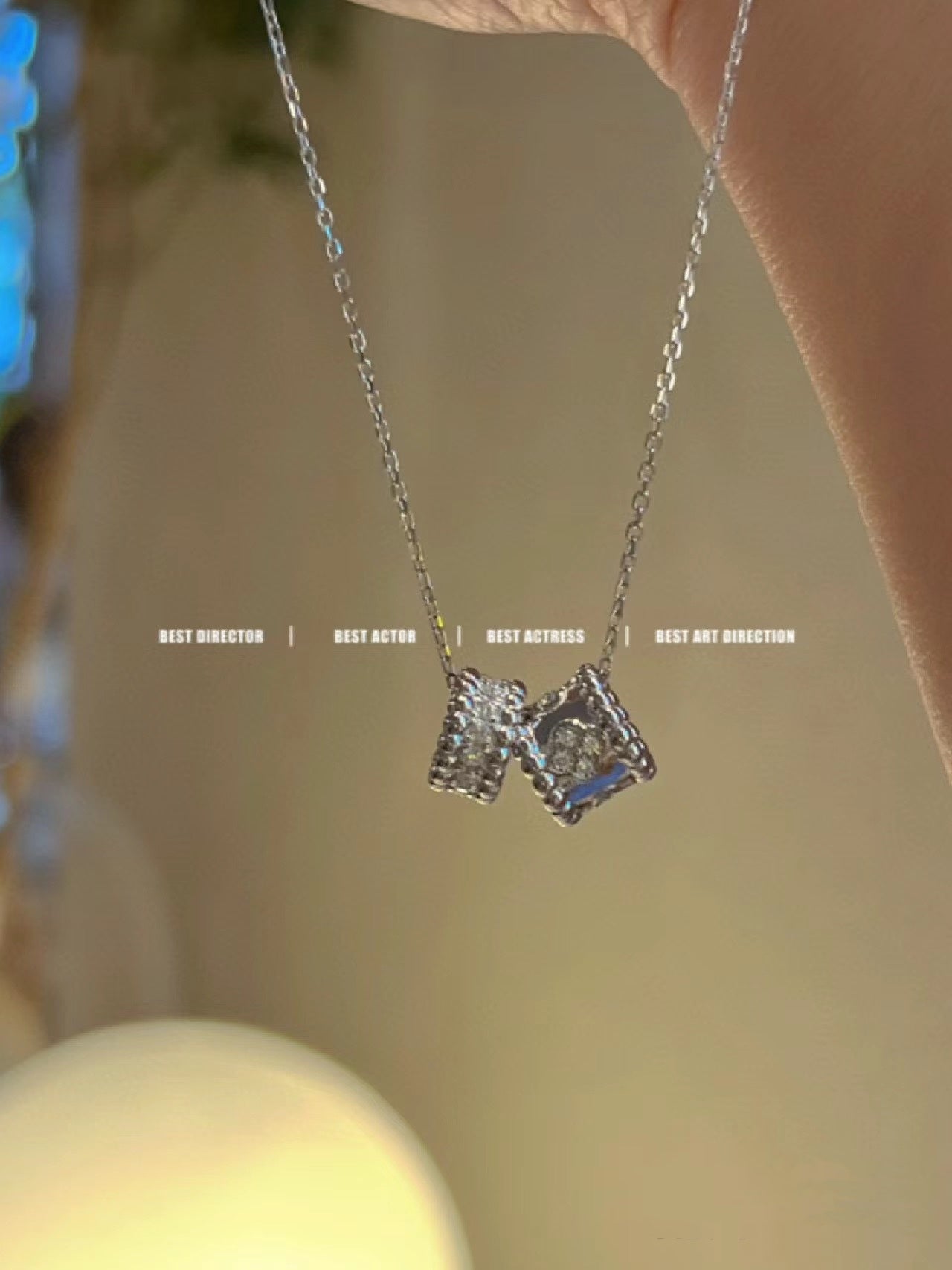 [Polaidi Jewelry]PERLEE DOUBLE PENDANT SILVER DIAMOND NECKLACE