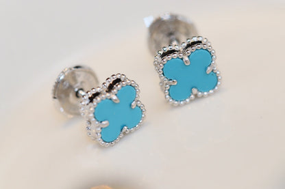 [Polaidi Jewelry]CLOVER MINI TURQUOISE SILVER STUD EARRINGS