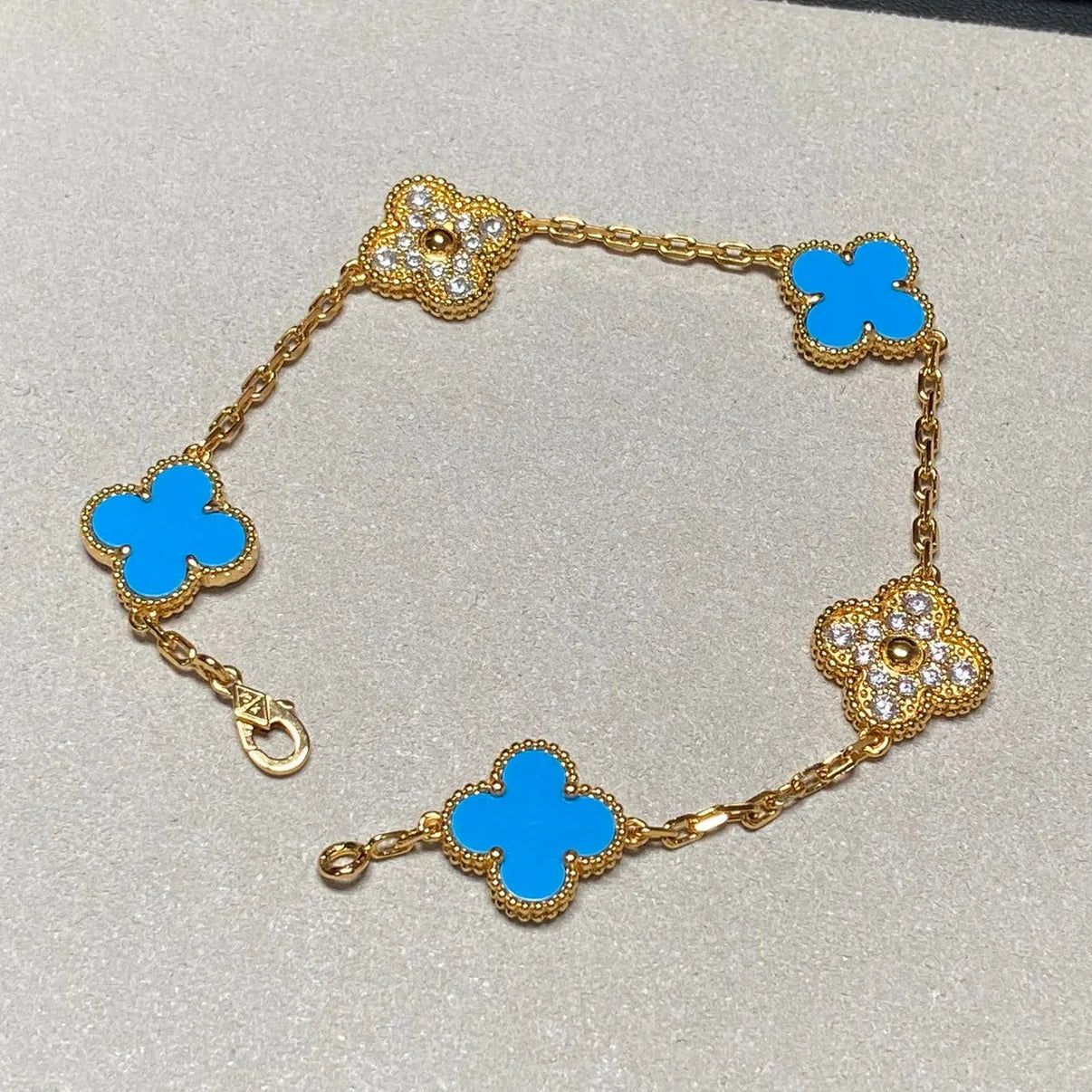 [Polaidi Jewelry] CLOVER 5 MOTIF BLUE AGATE BRACELET COLLECTION