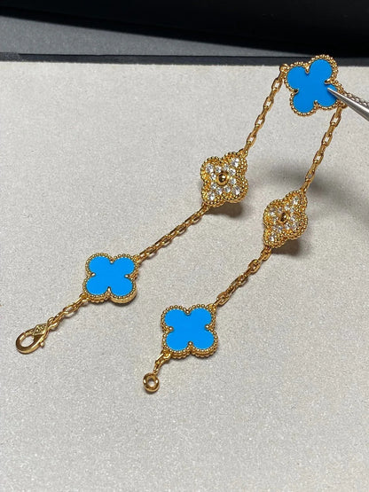 [Polaidi Jewelry] CLOVER 5 MOTIF BLUE AGATE BRACELET COLLECTION
