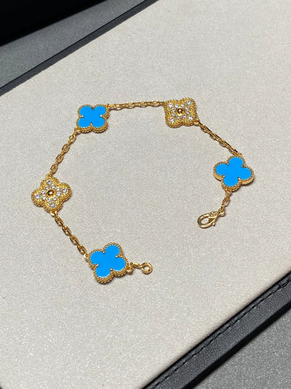 [Polaidi Jewelry] CLOVER 5 MOTIF BLUE AGATE BRACELET COLLECTION