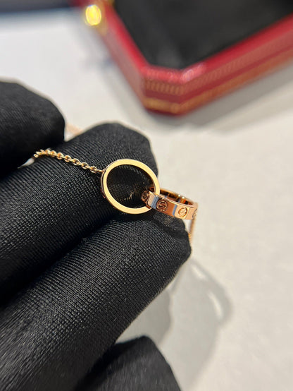 [：Polaidi Jewelry]LOVE NECKLACE DOUBLE RING PINK GOLD