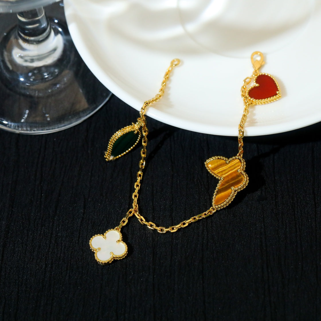[：Polaidi Jewelry]LUCKY SPRING 5 MOTIF GOLD BRACELET