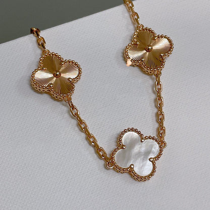 [：Polaidi Jewelry]CLOVER BRACELET 5 MOTIF WHITE MOP PINK GOLD