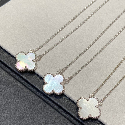 [：Polaidi Jewelry]CLOVER MEDIUM SILVER WHITE MOP NECKLACE