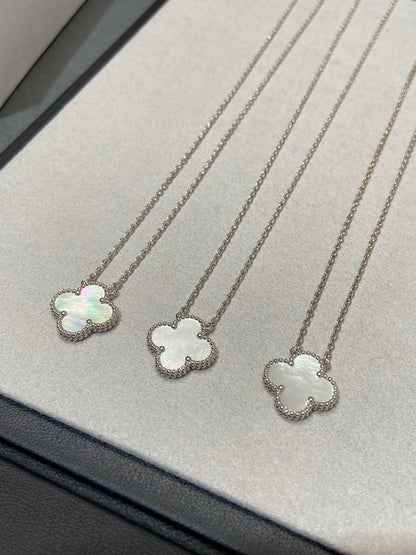 [：Polaidi Jewelry]CLOVER MEDIUM SILVER WHITE MOP NECKLACE
