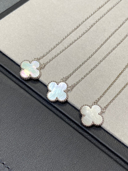 [Polaidi Jewelry]CLOVER MEDIUM SILVER WHITE MOP NECKLACE