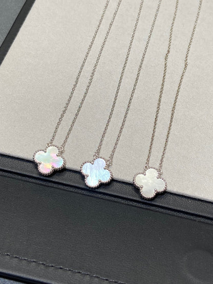 [：Polaidi Jewelry]CLOVER MEDIUM SILVER WHITE MOP NECKLACE