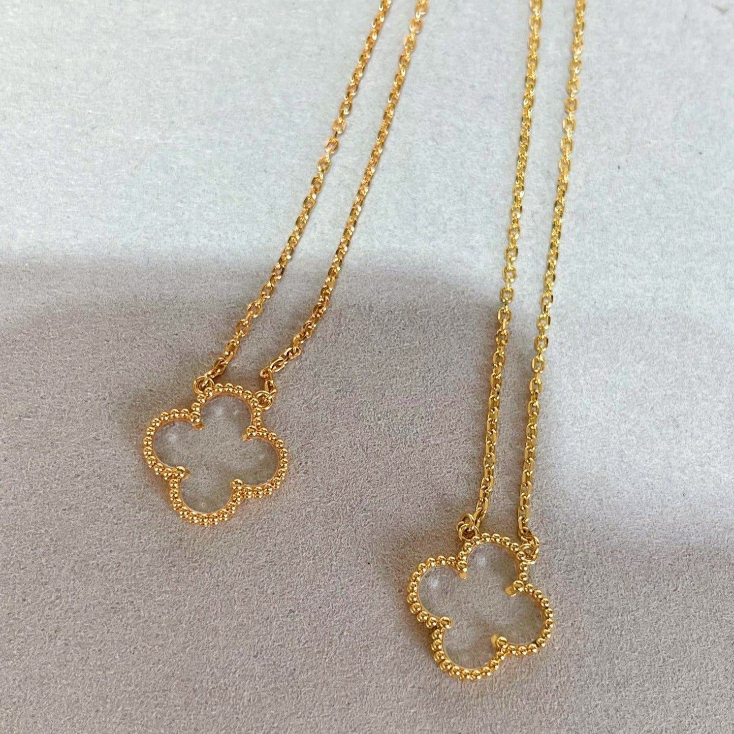 [：Polaidi Jewelry]CLOVER ROCK CRYSTAL ROSE GOLD NECKLACE