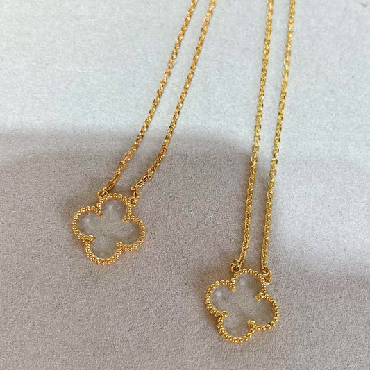 [Polaidi Jewelry]CLOVER ROCK CRYSTAL ROSE GOLD NECKLACE