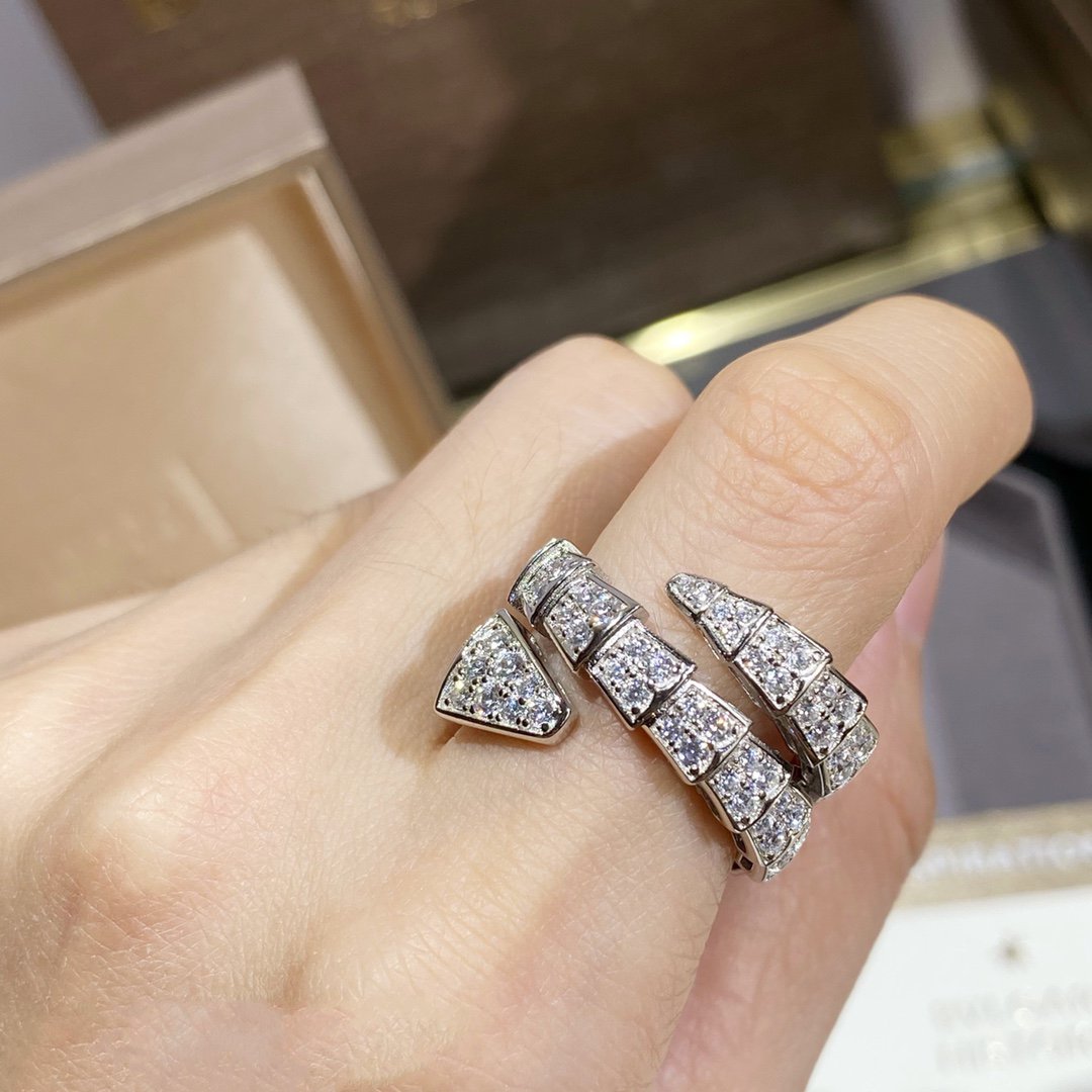 [Polaidi Jewelry]SERPENTI DOUBLE RING SILVER DIAMOND PAVED