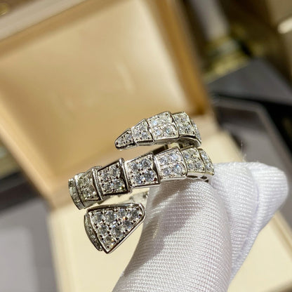 [Polaidi Jewelry]SERPENTI DOUBLE RING SILVER DIAMOND PAVED