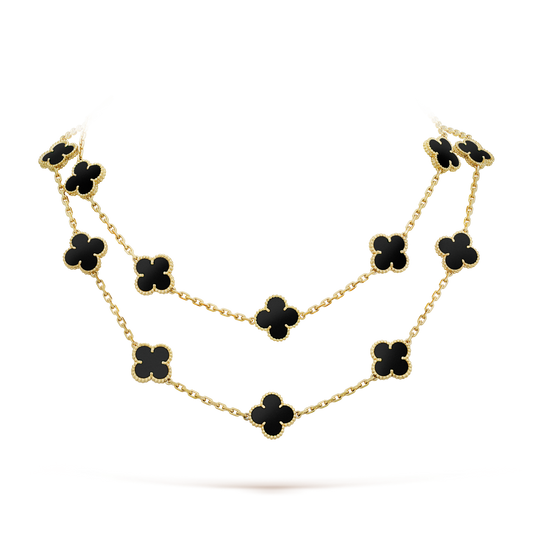 [：Polaidi Jewelry]CLOVER 20 MOTIFS ONYX NECKLACE