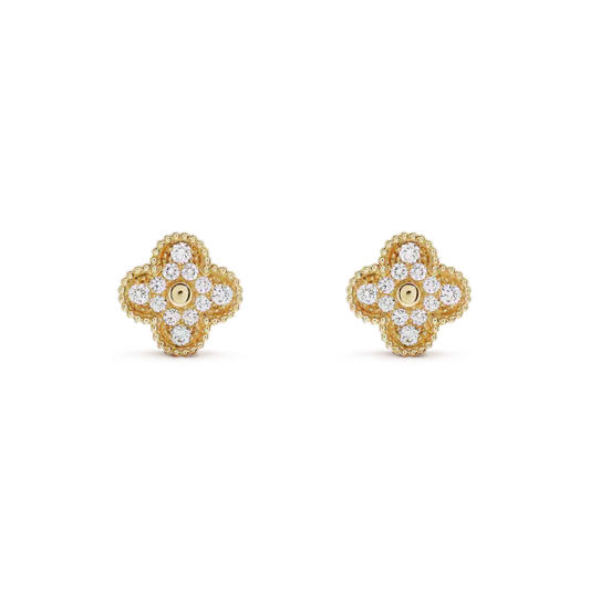 [Polaidi Jewelry]CLOVER MEDIUM 1 MOTIFS FUll DIAMOND EARRINGS