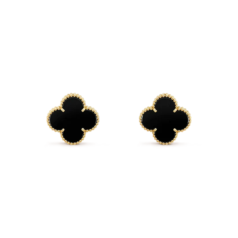 [Polaidi Jewelry]CLOVER MEDIUM 1 MOTIFS  ONYX STUD EARRINGS
