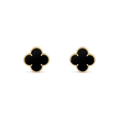 [Polaidi Jewelry]CLOVER MEDIUM 1 MOTIFS  ONYX STUD EARRINGS