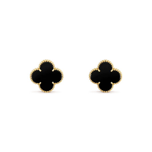 [Polaidi Jewelry]CLOVER MEDIUM 1 MOTIFS  ONYX STUD EARRINGS