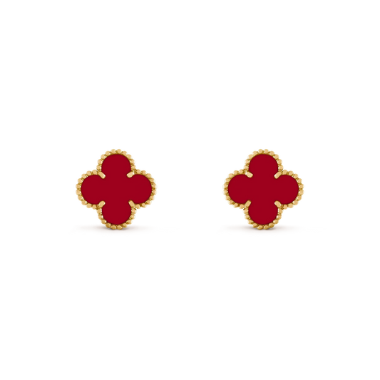 [Polaidi Jewelry]CLOVER MEDIUM 1 MOTIFS CARNELIAN  EARRINGS