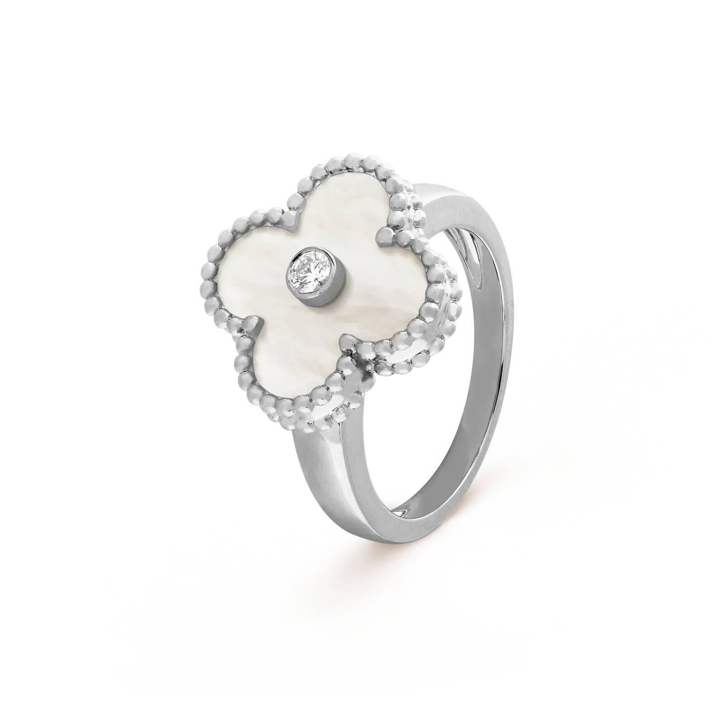[：Polaidi Jewelry]CLOVER SILVER MOP DIAMOND RING