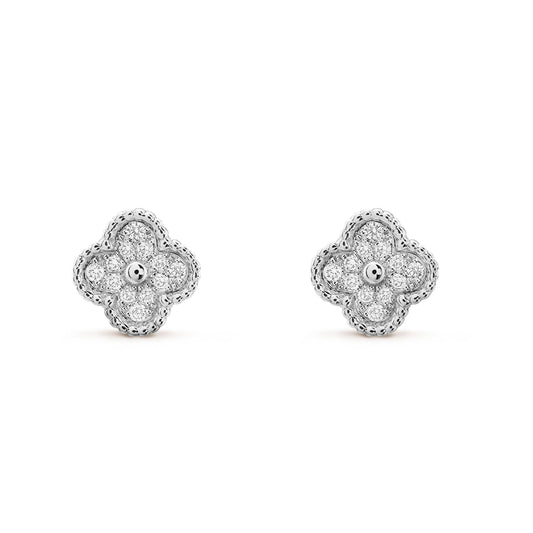 [Polaidi Jewelry]CLOVER MINI DIAMOND STUD EARRINGS