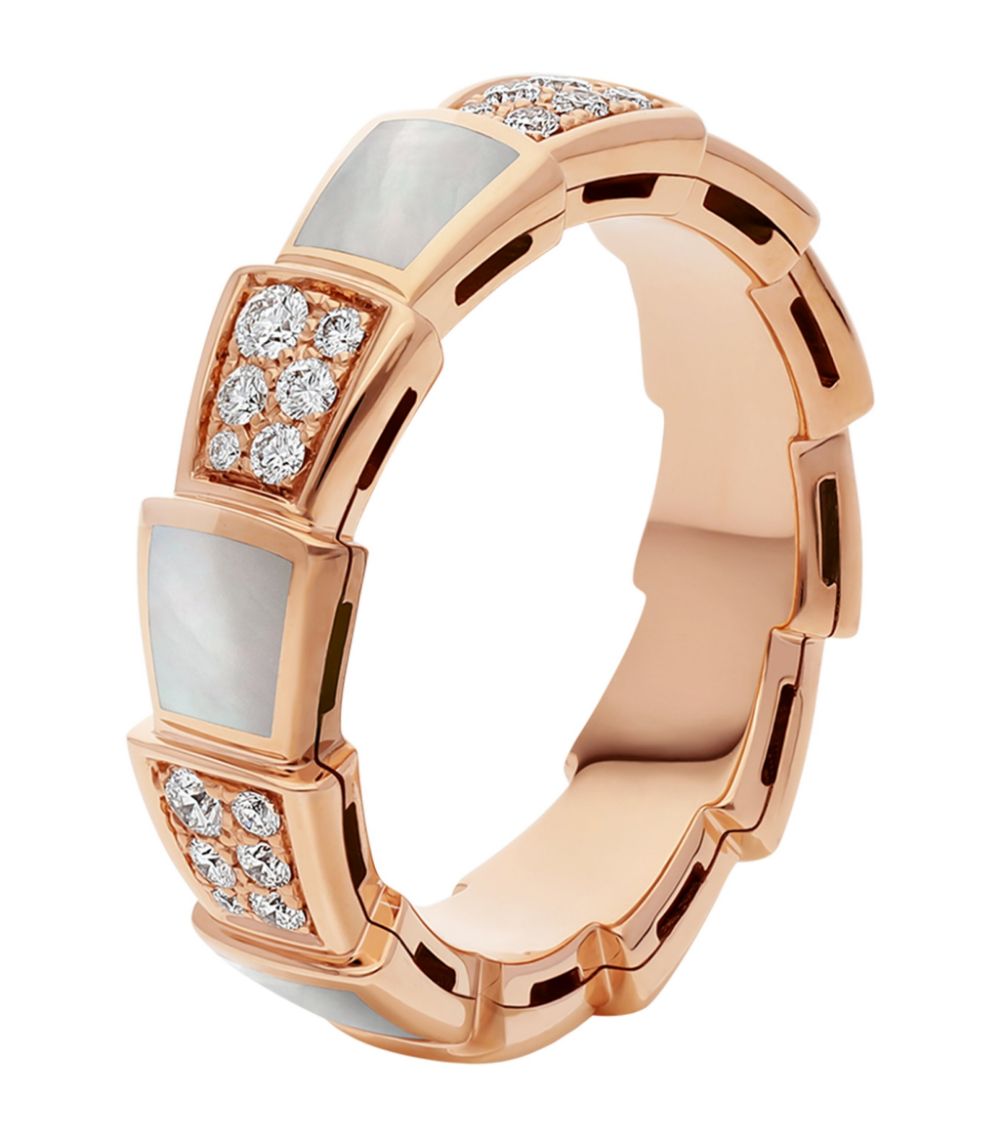 [Polaidi Jewelry]SERPENTI RING PINK GOLD MOP DIAMOND PAVED 4MM