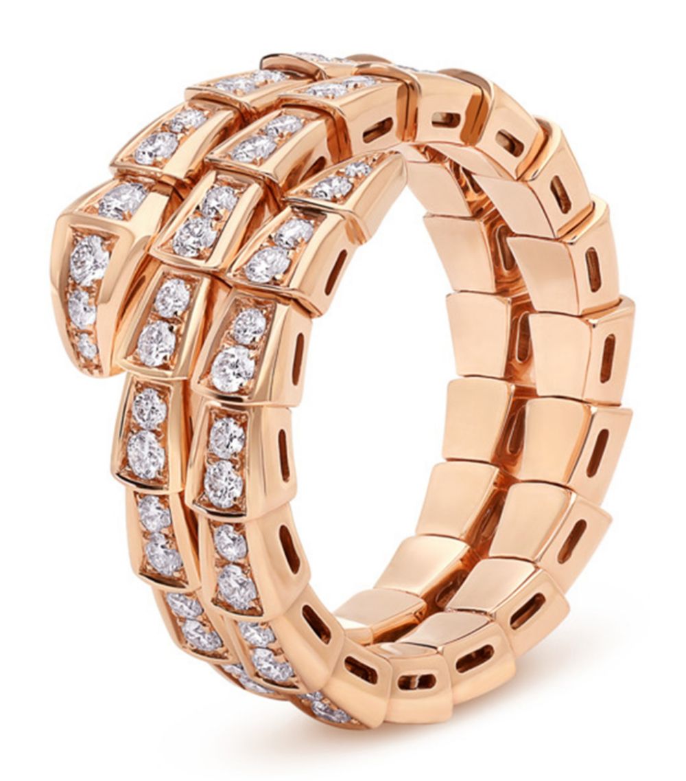 [Polaidi Jewelry]SERPENTI RING PINK GOLD DIAMOND DOUBLE ROW