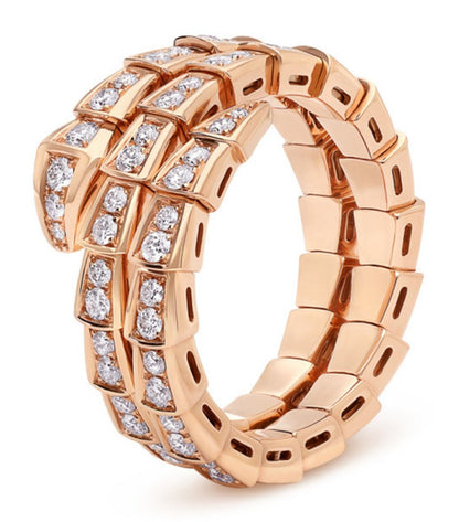 [Polaidi Jewelry]SERPENTI RING PINK GOLD DIAMOND DOUBLE ROW