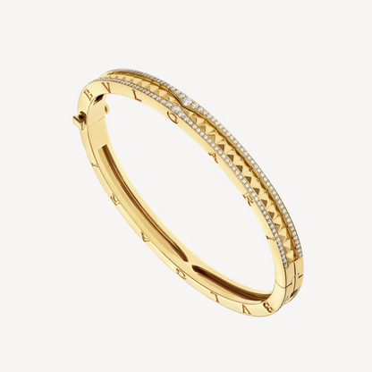 [Polaidi Jewelry]ZERO 1 SPIRAL AND PAVED DIAMOND GOLD BRACELET