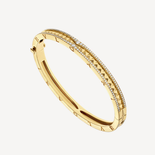 [Polaidi Jewelry]ZERO 1 SPIRAL AND PAVED DIAMOND GOLD BRACELET