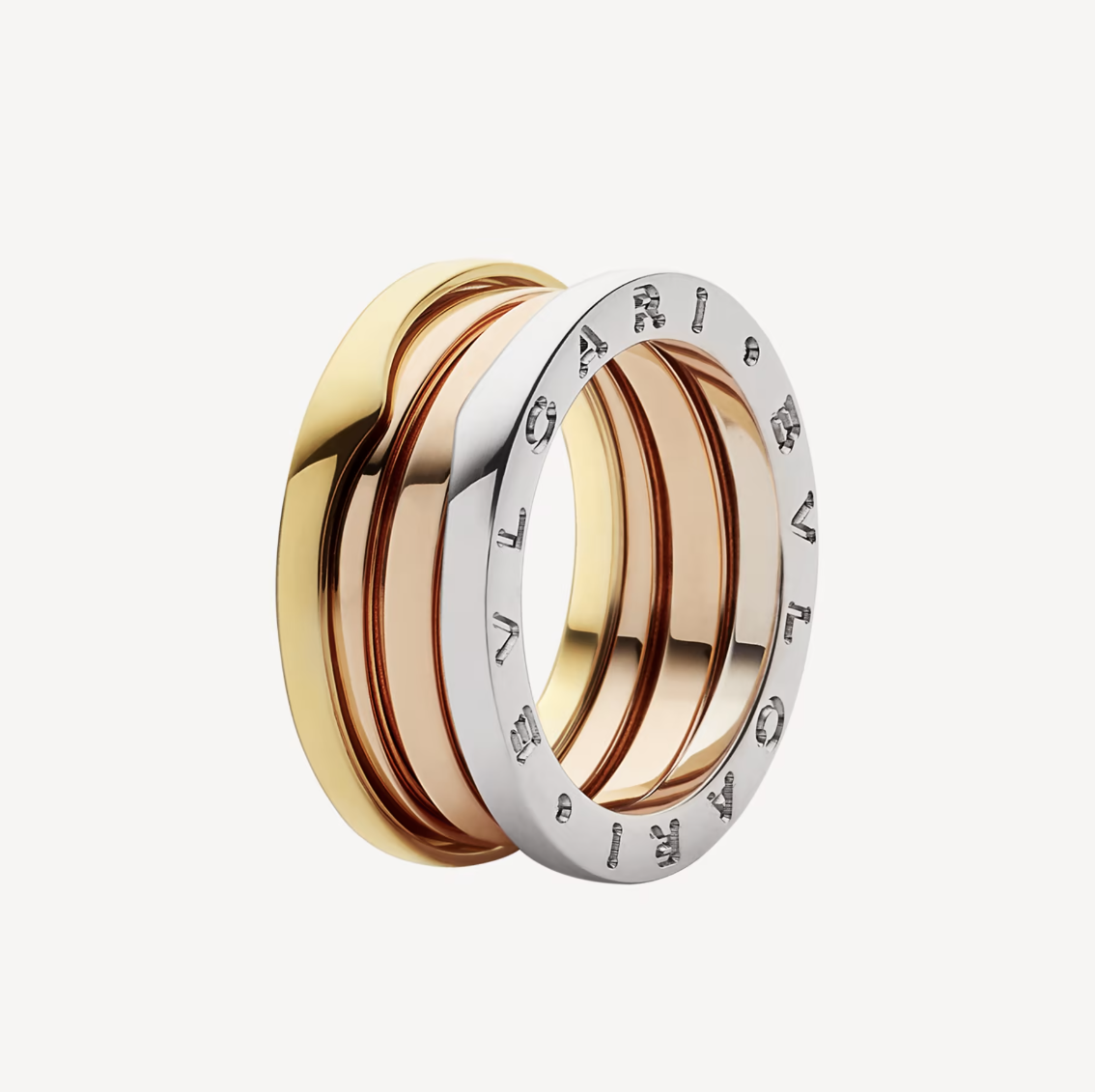 [Polaidi Jewelry]ZERO 1 THREE-BAND ROSE WHITE AND YELLOW RING