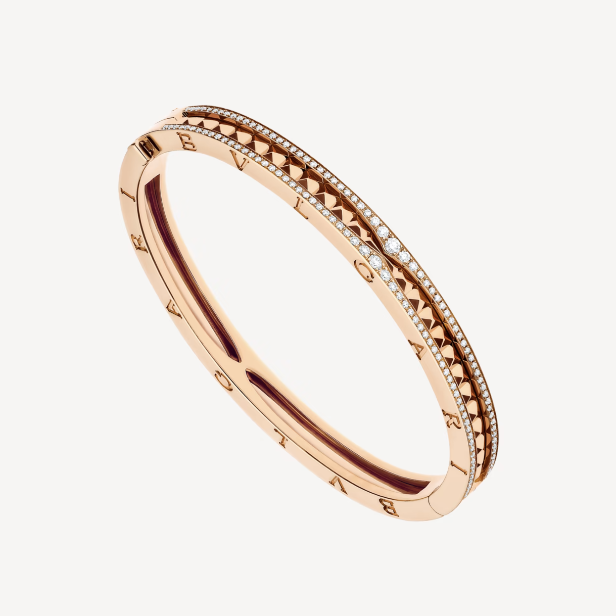 [Polaidi Jewelry]ZERO 1 SPIRAL AND PAVED DIAMOND PINK GOLD BRACELET
