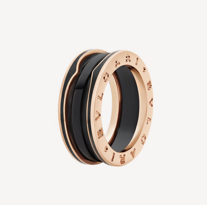 [Polaidi Jewelry]ZERO 1 TWO-BAND WITH MATTE BLACK CERAMIC PINK GOLD RING
