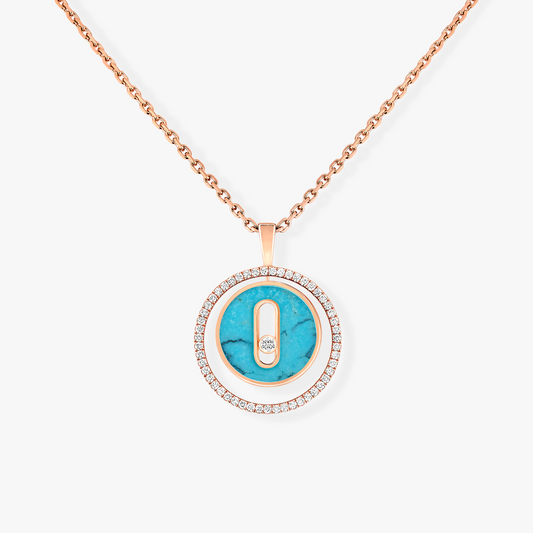 [Polaidi Jewelry]LUCKY MOVE 1 DIAMOND TURQUOISE PINK GOLD DIAMOND NECKLACE