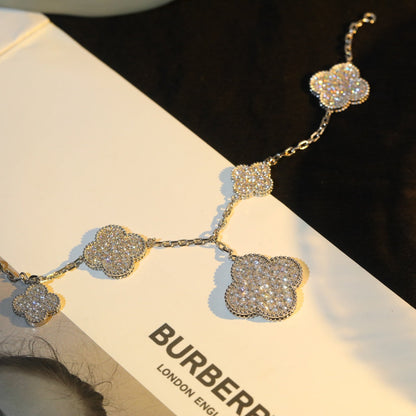 [：Polaidi Jewelry]CLOVER BRACELET 5 MOTIF SILVER DIAMOND PAVED
