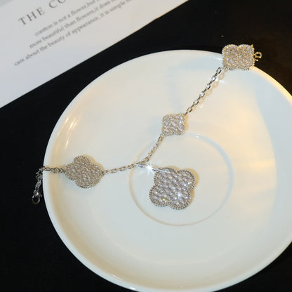 [：Polaidi Jewelry]CLOVER BRACELET 5 MOTIF SILVER DIAMOND PAVED