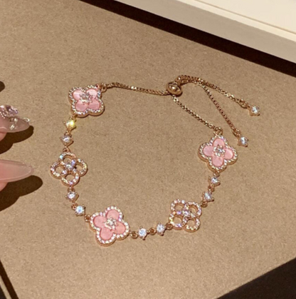 [Polaidi Jewelry]CLOVER 5 MOTIF PINK BLUE RED WHITE BRACELET