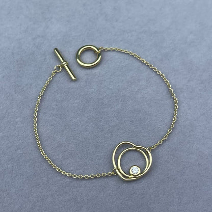 [Polaidi Jewelry]HOLLOW HEART SINGLE DIAMOND BRACELET